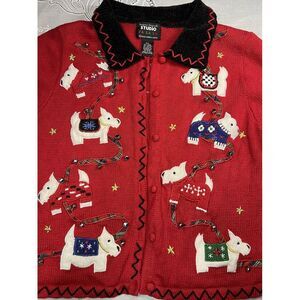 Vtg Designers Originals Studio Fa La La‎  SZ P-LG Scottie Dogs Bells Christmas